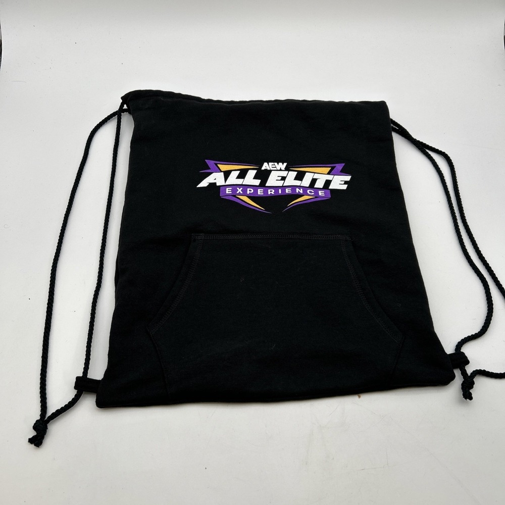 AEW All Elite Wrestling Black Drawstring Backpack Bag W Pocket VIP Only